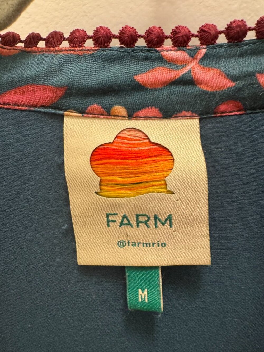 Farm Rio Teal Seashell Tapestry Lenzing™ Ecovero™ Viscose Maxi Dress, Size M - Picture 4 of 4